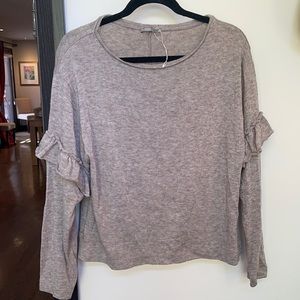 Beige Zara knit long sleeve with ruffle detail